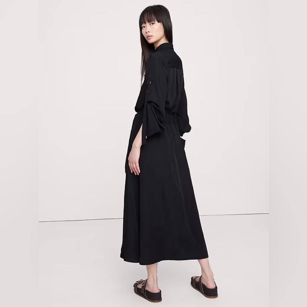 NWOT! BANANA REPUBLIC BLACK DRAPEY UTILITY SHIRT DRESS - XS & LARGE 🫙